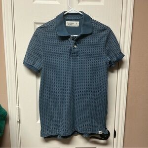 Abercrombie & Fitch Blue Polo Shirt with Textured Knit
